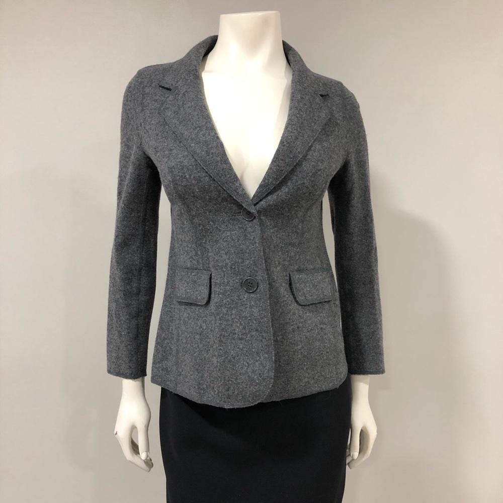 Talbots charcoal gray boiled wool jacket.